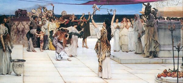 Dedicatória a Baco (Dionísio) - 1889 - Por Sir Lawrence Alma Tadema - Museu de Arte Hamburger Kunsthalle - Hamburgo - Alemanha.